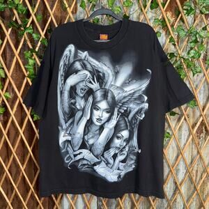 Vintage Y2K og ABEL tribal jumbo print 2000s pin up t-shirt